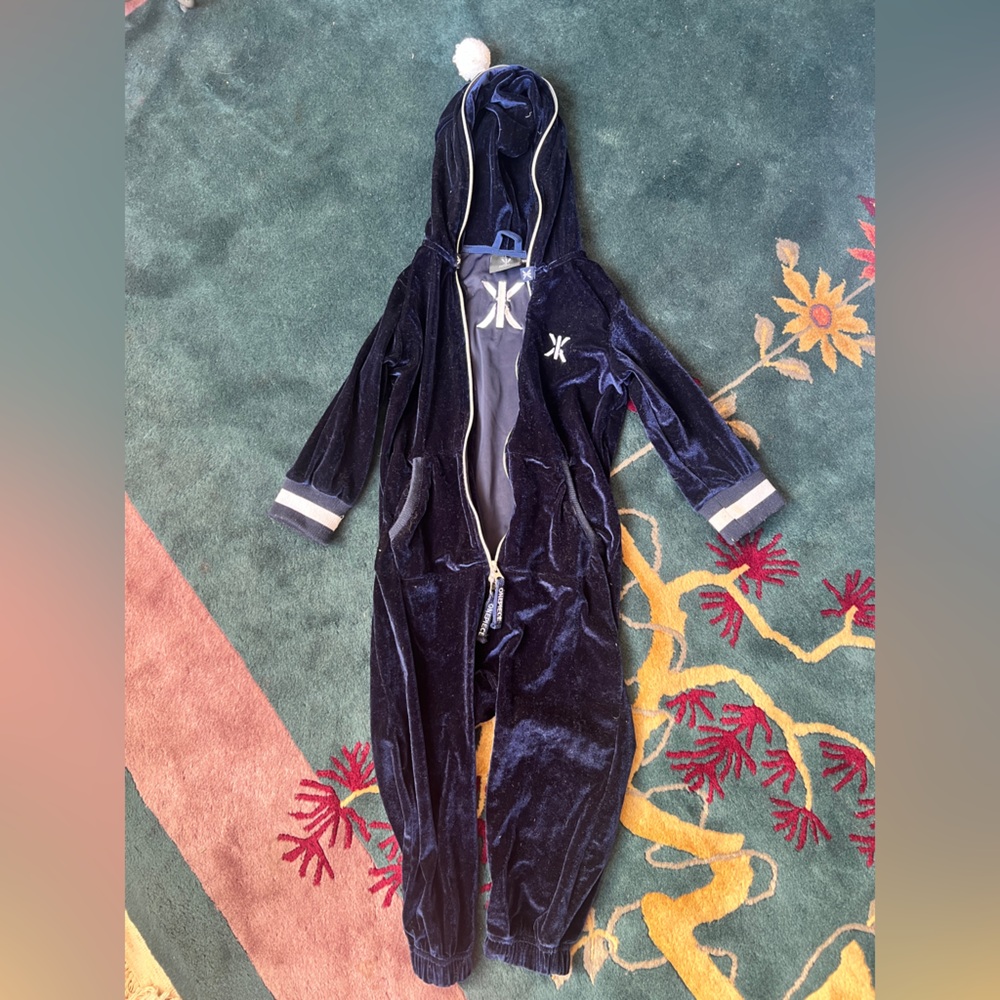 Onepiece Navy Blue Kids Onepiece with White Accents